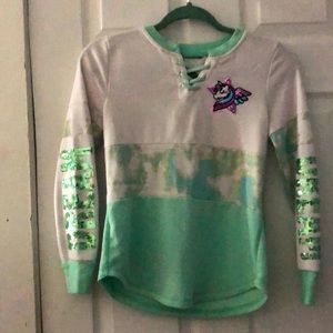 Teal sweatshirt with a unicorn